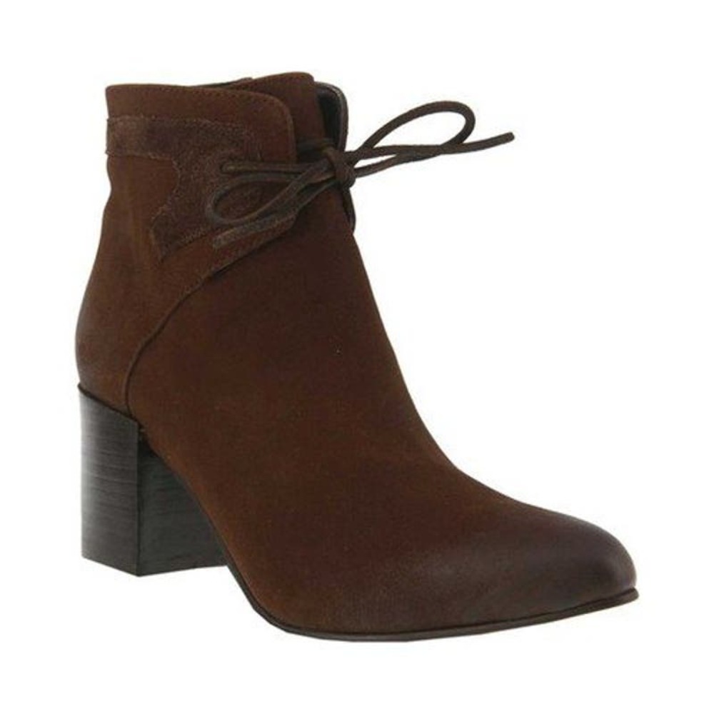 Women's Brown Suede Ankle Bootie with Block Heel